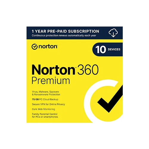 Norton 360 Premium – 10 Device, 1-Year Retail License (Digital Delivery) product image